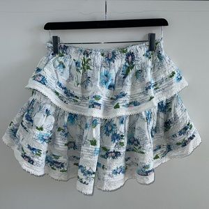 LoveShackFancy floral print ruffle mini skirt